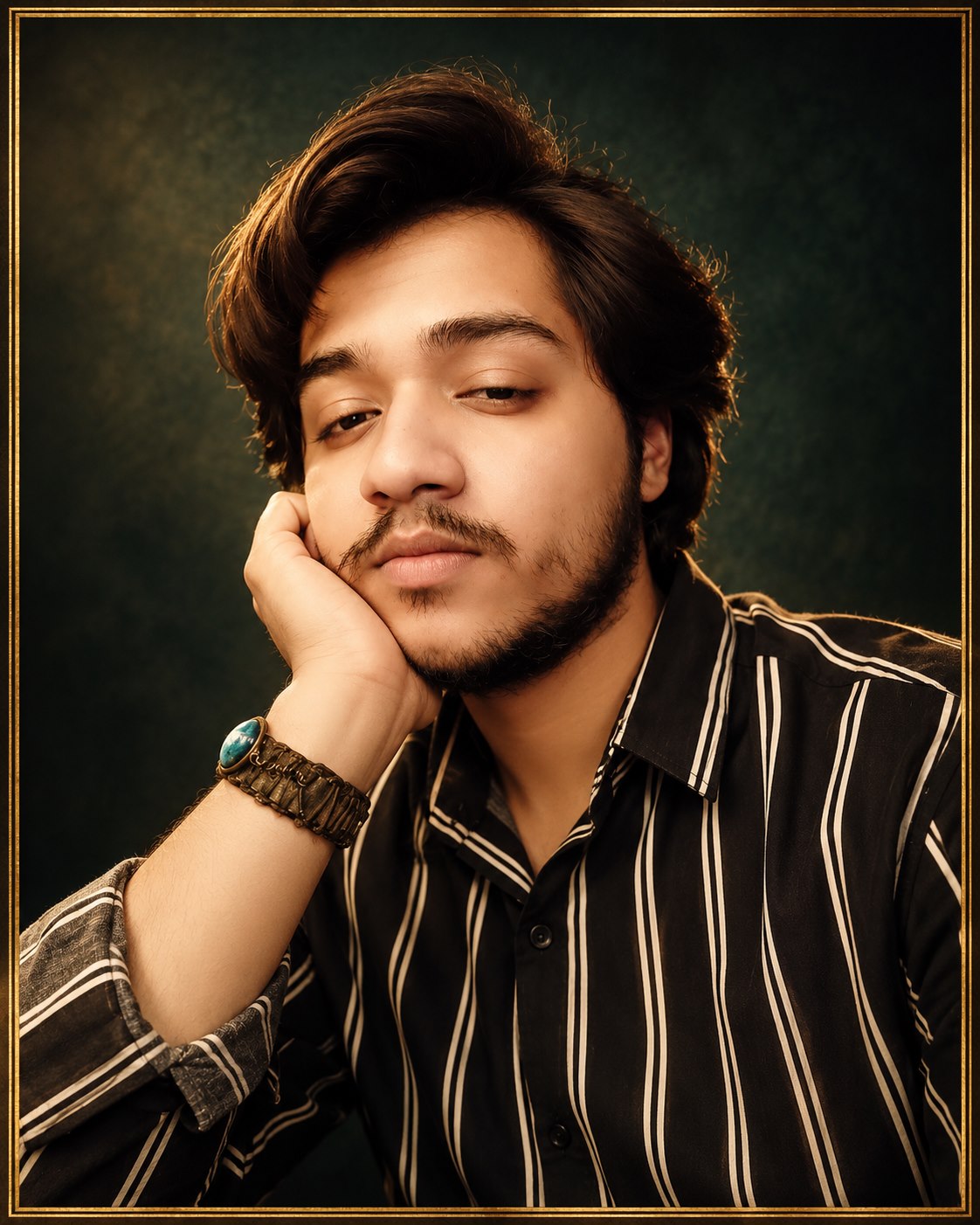 Naman Jain, in a gold-framed portrait